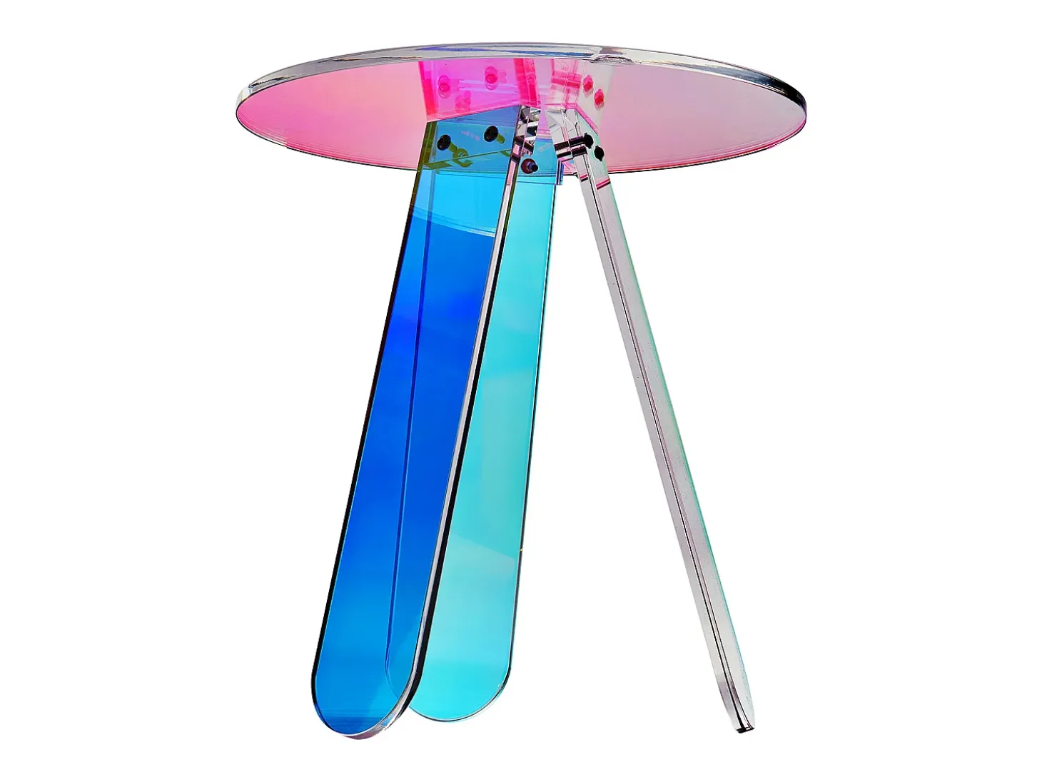 Mesa Auxiliar SucceBuy Redonda Iridescente, Mesa Auxiliar de Acrílico Transparente para Bebidas, Comida, Aperitivos en el Salón, el Dormitorio