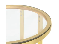 Mesa auxiliar vidrio templado transparente y dorado 45 cm