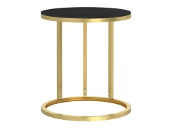 Mesa auxiliar vidrio templado negro y dorado 45 cm