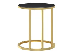 Mesa auxiliar vidrio templado negro y dorado 45 cm