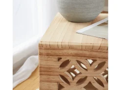 Mesa auxiliar 39x40x40 cm cubo de madera marrón para luz de mesita de noche