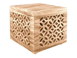 Mesa auxiliar 39x40x40 cm cubo de madera marrón para luz de mesita de noche