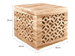 Mesa auxiliar 39x40x40 cm cubo de madera marrón para luz de mesita de noche