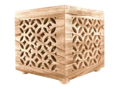 Mesa auxiliar 39x40x40 cm cubo de madera marrón para luz de mesita de noche