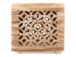 Mesa auxiliar 39x40x40 cm cubo de madera marrón para luz de mesita de noche
