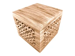 Mesa auxiliar 39x40x40 cm cubo de madera marrón para luz de mesita de noche