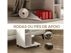 Mesa auxiliar Ziggi Homcom 3 compartimentos con ruedas blanco 69x40x30 cm