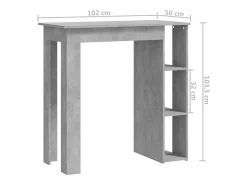 Mesa bar con estante contrachapada gris hormigón 102x50x103,5cm