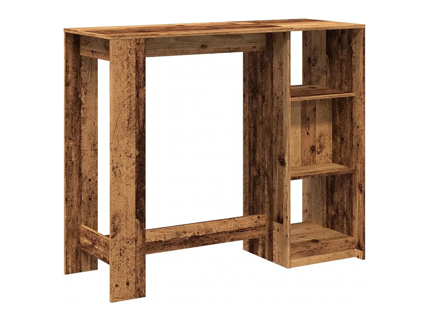 Mesa bar con estante madera envejecida 124x46x103,5 cm