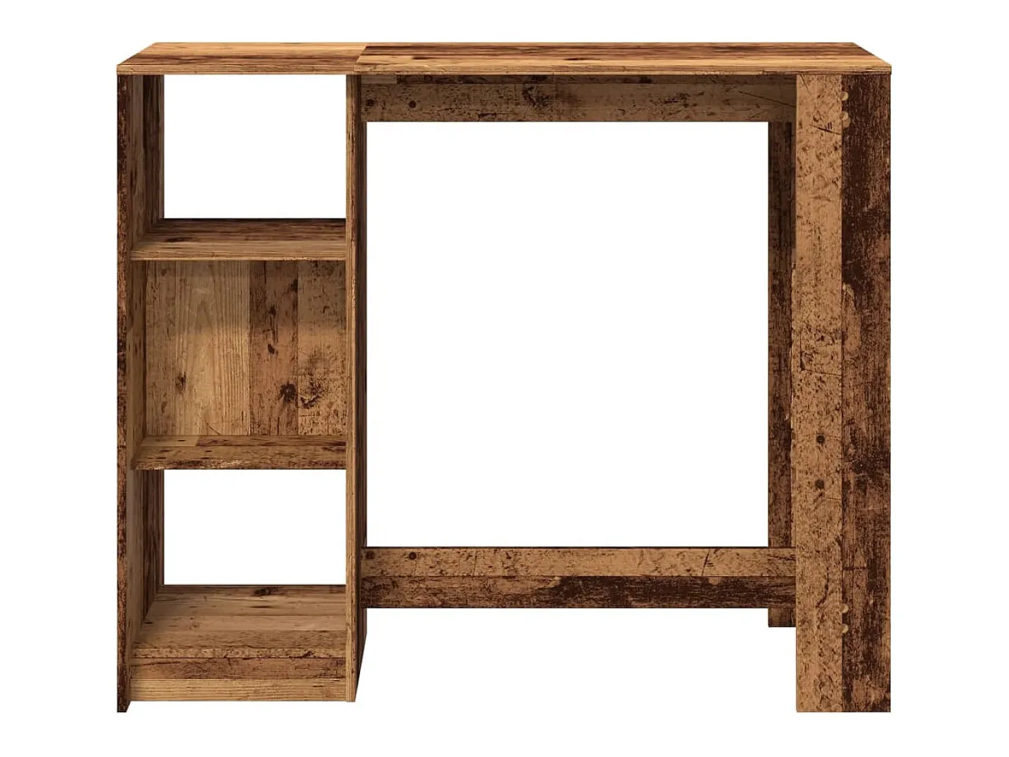 Mesa bar con estante madera envejecida 124x46x103,5 cm
