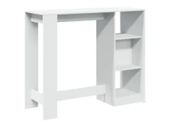 Mesa bar con estante madera ingeniería blanca 124x46x103,5 cm