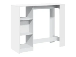 Mesa bar con estante madera ingeniería blanca 124x46x103,5 cm