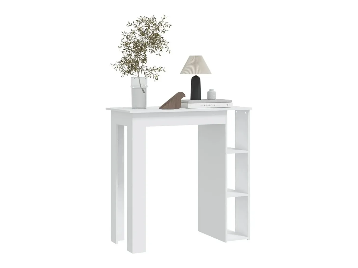 Mesa bar con estante madera contrachapada blanco 102x50x103,5cm