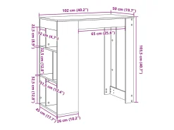 Mesa bar con estantes madera ingeniería blanca 102x50x103,5 cm
