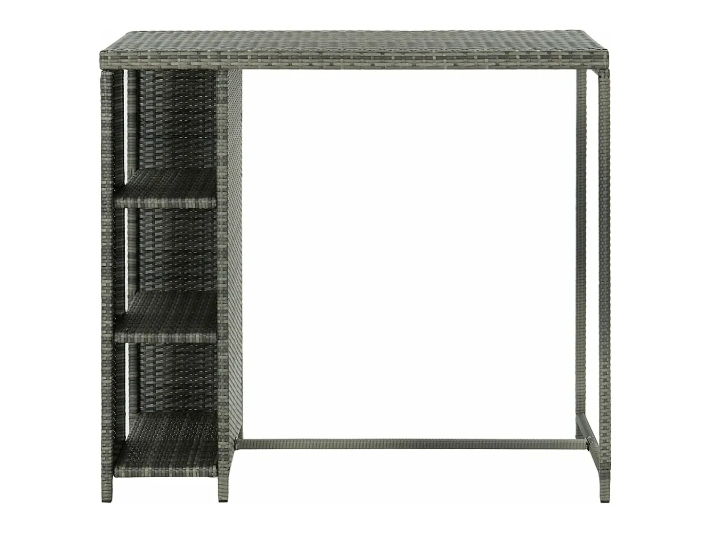 Mesa bar estante almacenaje 120x60x110cm ratán sintético gris ES542331