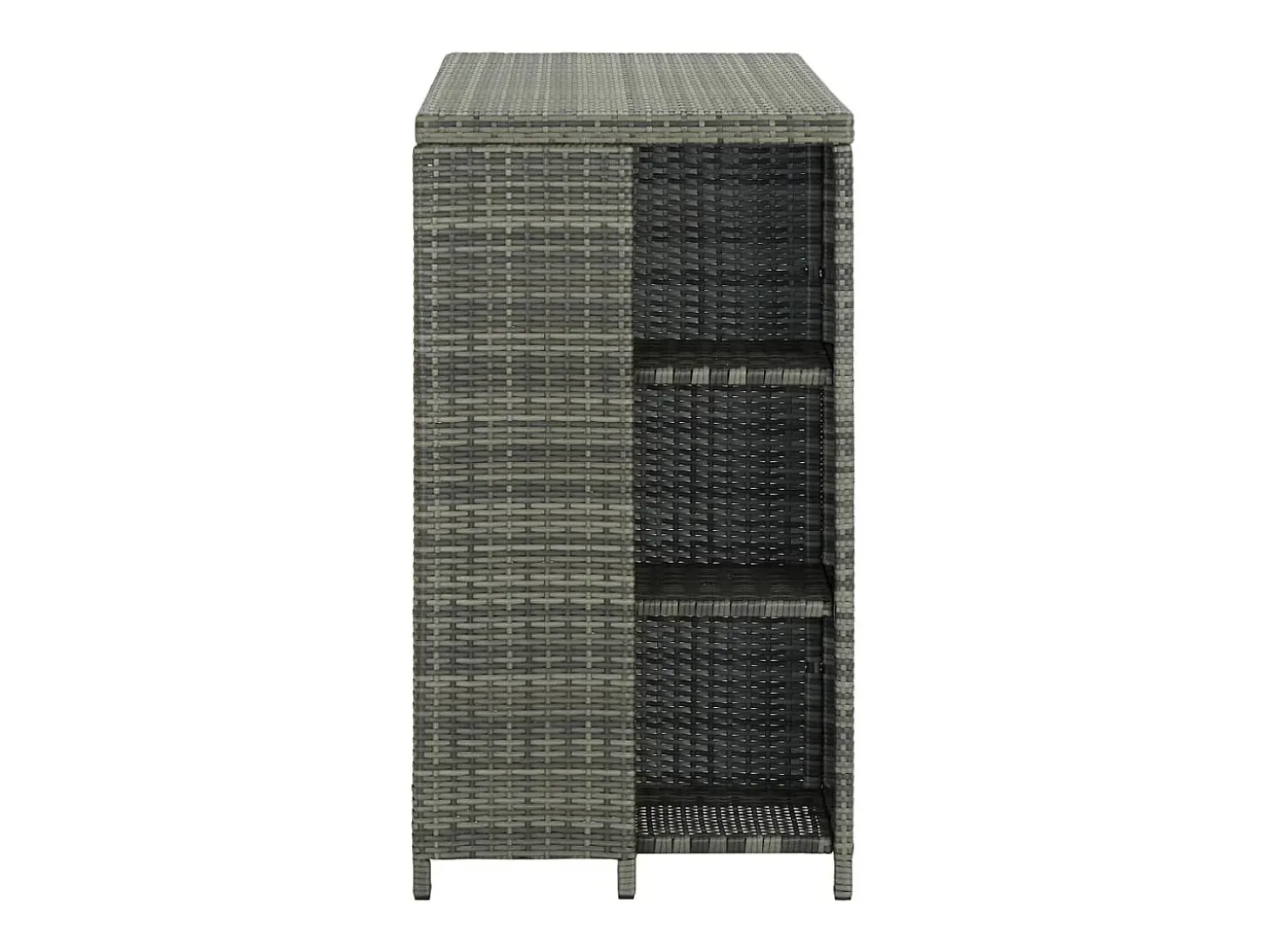 Mesa bar estante almacenaje 120x60x110cm ratán sintético gris ES542331