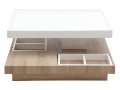 Mesa centro FAUSTO - Tablero pivotante - MDF lacado bicolor