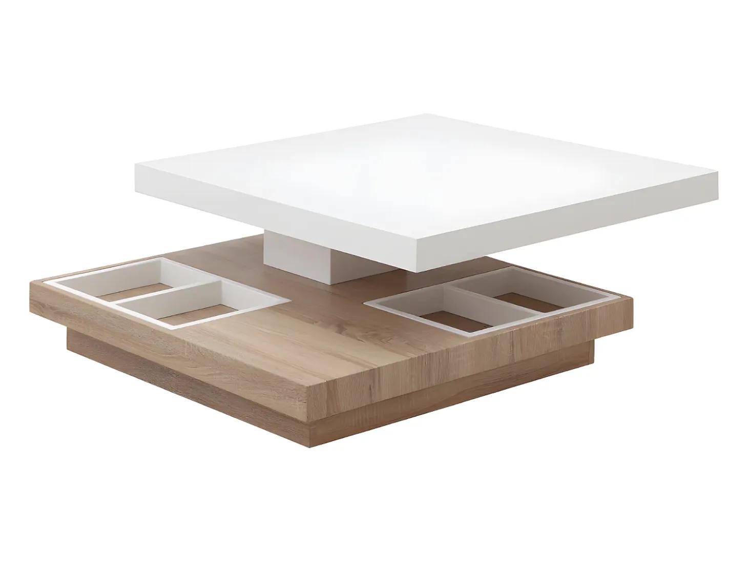 Mesa centro FAUSTO - Tablero pivotante - MDF lacado bicolor