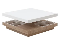 Mesa centro FAUSTO - Tablero pivotante - MDF lacado bicolor