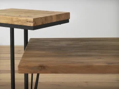 Mesa centro madera de olmo viejo patas metálicas