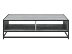 Mesa centro madera ingeniería y metal gris Sonoma 100x100x30 cm