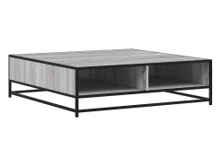 Mesa centro madera ingeniería y metal gris Sonoma 100x100x30 cm