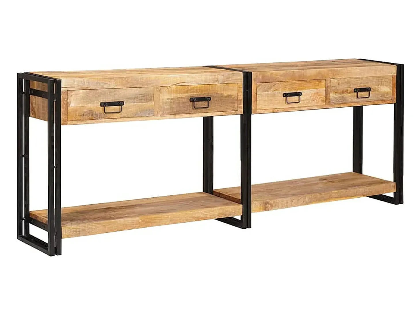 Mesa Consola 2 piezas Marrón Madera maciza de mango rugosa