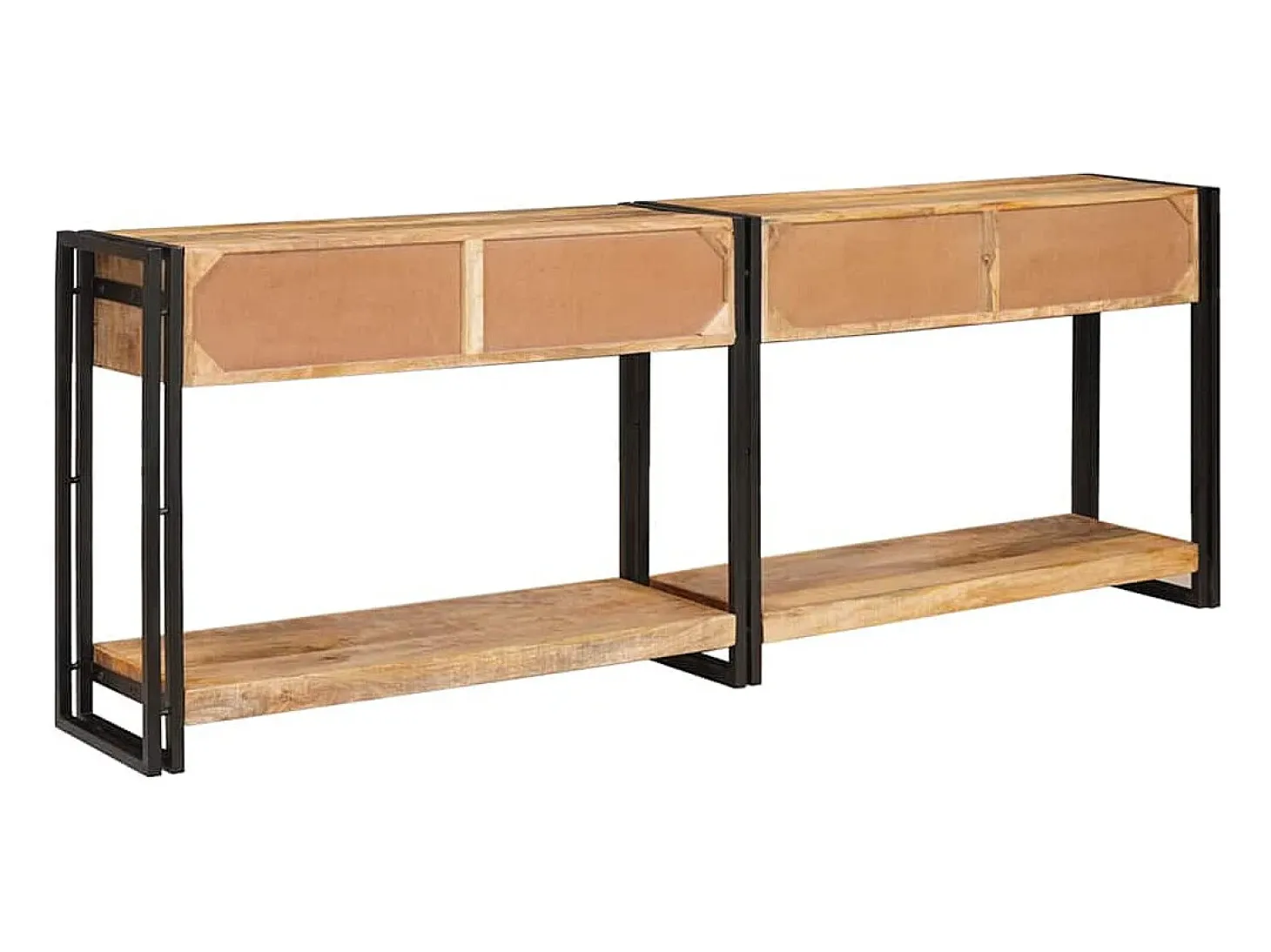 Mesa Consola 2 piezas Marrón Madera maciza de mango rugosa