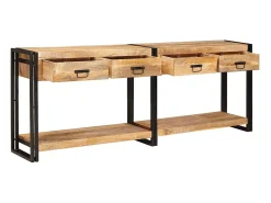Mesa Consola 2 piezas Marrón Madera maciza de mango rugosa