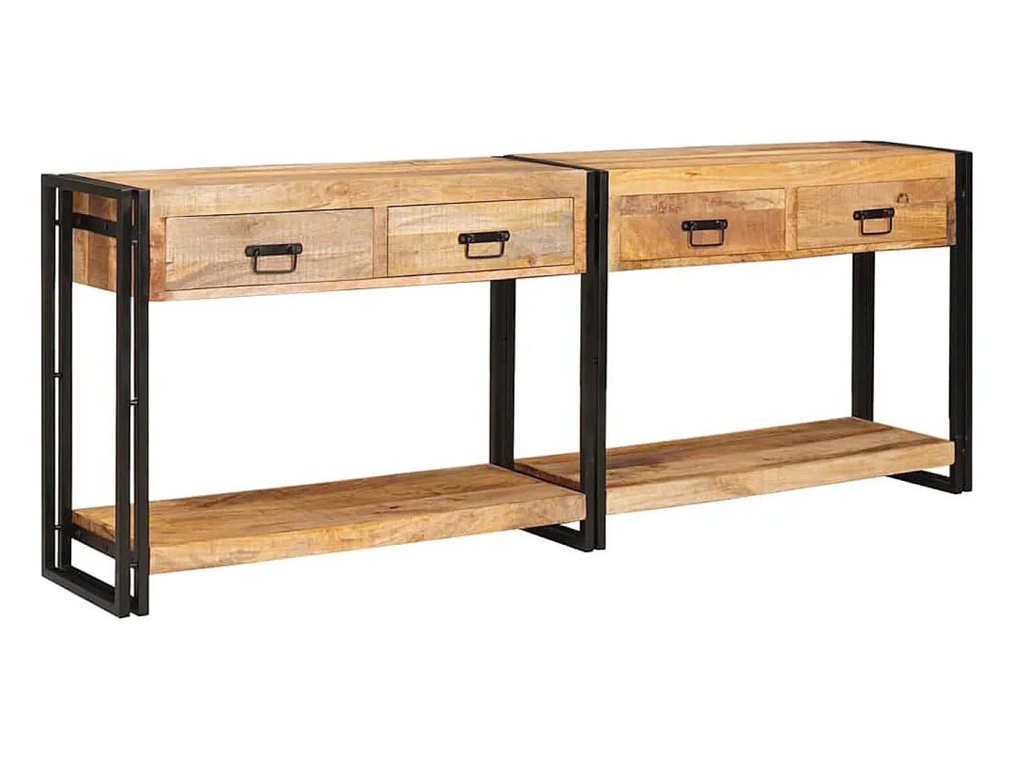 Mesa Consola 2 piezas Marrón Madera maciza de mango rugosa