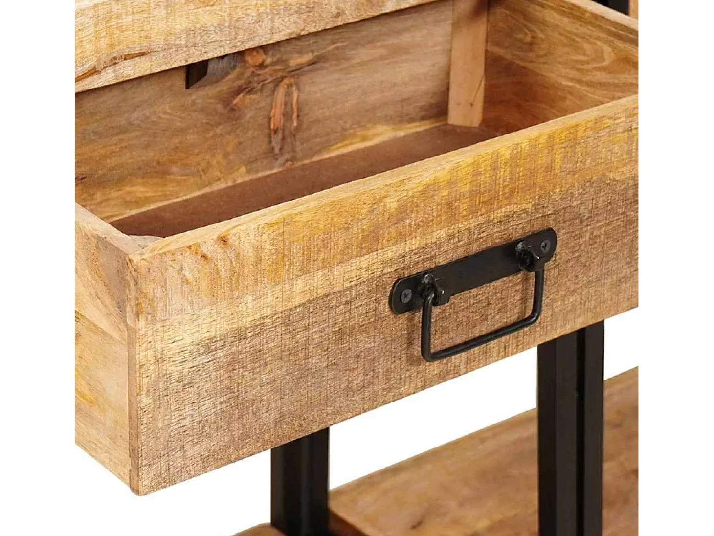 Mesa Consola 2 piezas Marrón Madera maciza de mango rugosa