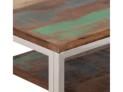 Mesa consola acero inoxidable plateado madera maciza reciclada