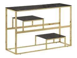 Mesa consola acero inoxidable dorado y vidrio templado