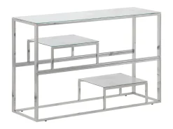 Mesa consola acero inoxidable plateado y vidrio templado