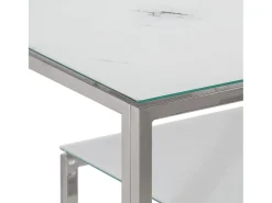 Mesa consola acero inoxidable plateado y vidrio templado