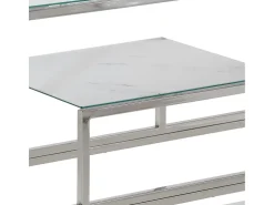 Mesa consola acero inoxidable plateado y vidrio templado