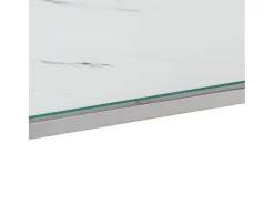 Mesa consola acero inoxidable plateado y vidrio templado