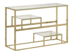 Mesa consola acero inoxidable dorado y vidrio templado ES294941