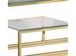 Mesa consola acero inoxidable dorado y vidrio templado