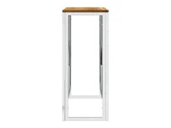 Mesa consola acero inoxidable y madera maciza acacia plateada