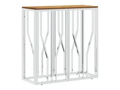 Mesa consola acero inoxidable y madera maciza acacia plateada