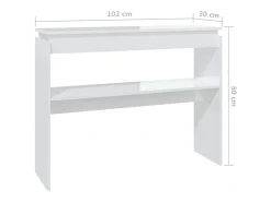 Mesa consola blanca brillante 102x30x80 cm madera de ingeniería