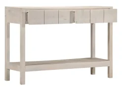 Mesa consola blanca 110x35x75 cm madera maciza de mango