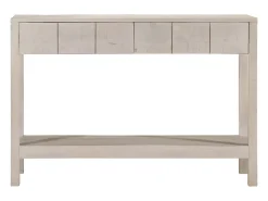 Mesa consola blanca 110x35x75 cm madera maciza de mango