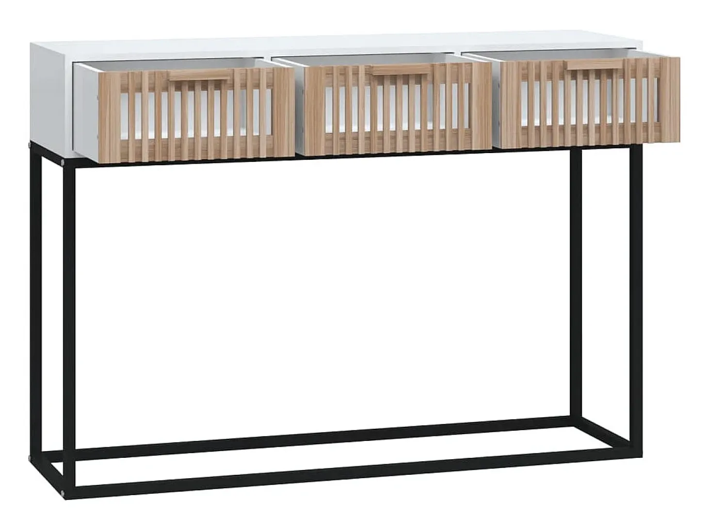 Mesa consola blanca 105x30x75 cm madera contrachapada y hierro