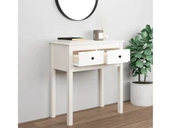 Mesa consola Blanca 70x35x75 cm Madera maciza de pino