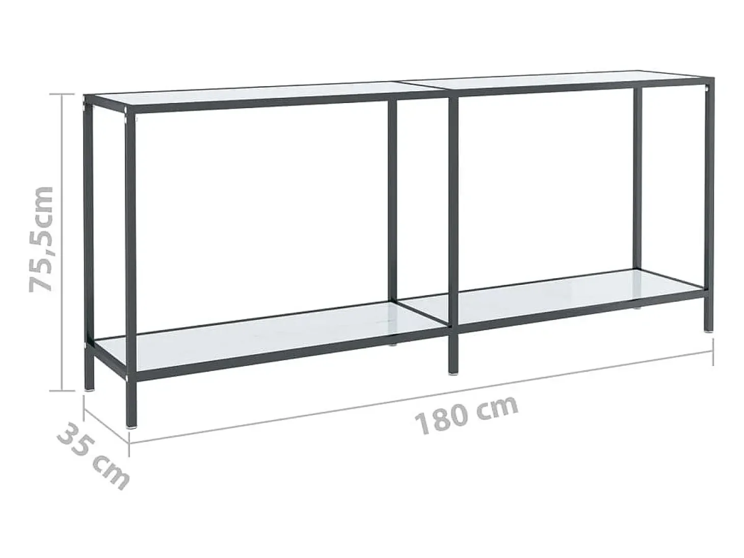 Mesa consola Blanca 180x35x75,5 cm Cristal templado