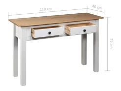 Mesa consola Blanca 110x40x72 cm Pino macizo gama Panamá