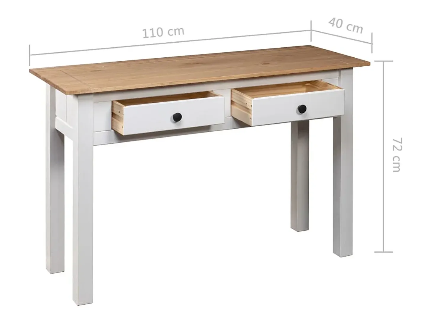 Mesa consola Blanca 110x40x72 cm Pino macizo gama Panamá