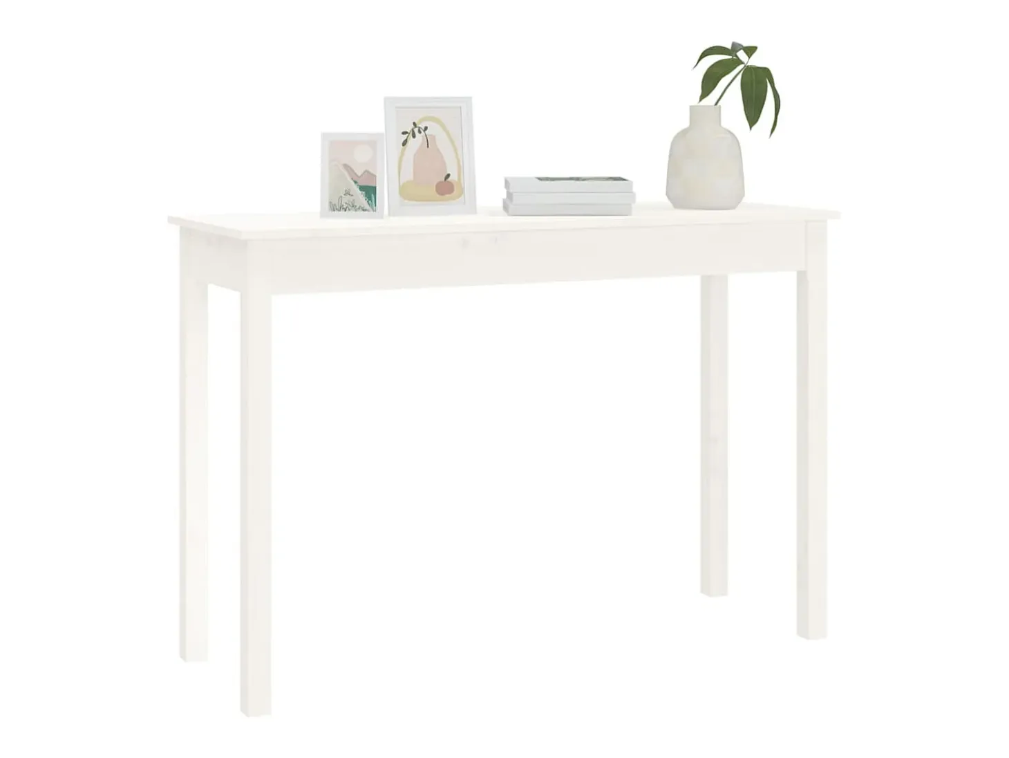 Mesa consola Blanca 110x40x75 cm Madera maciza de pino